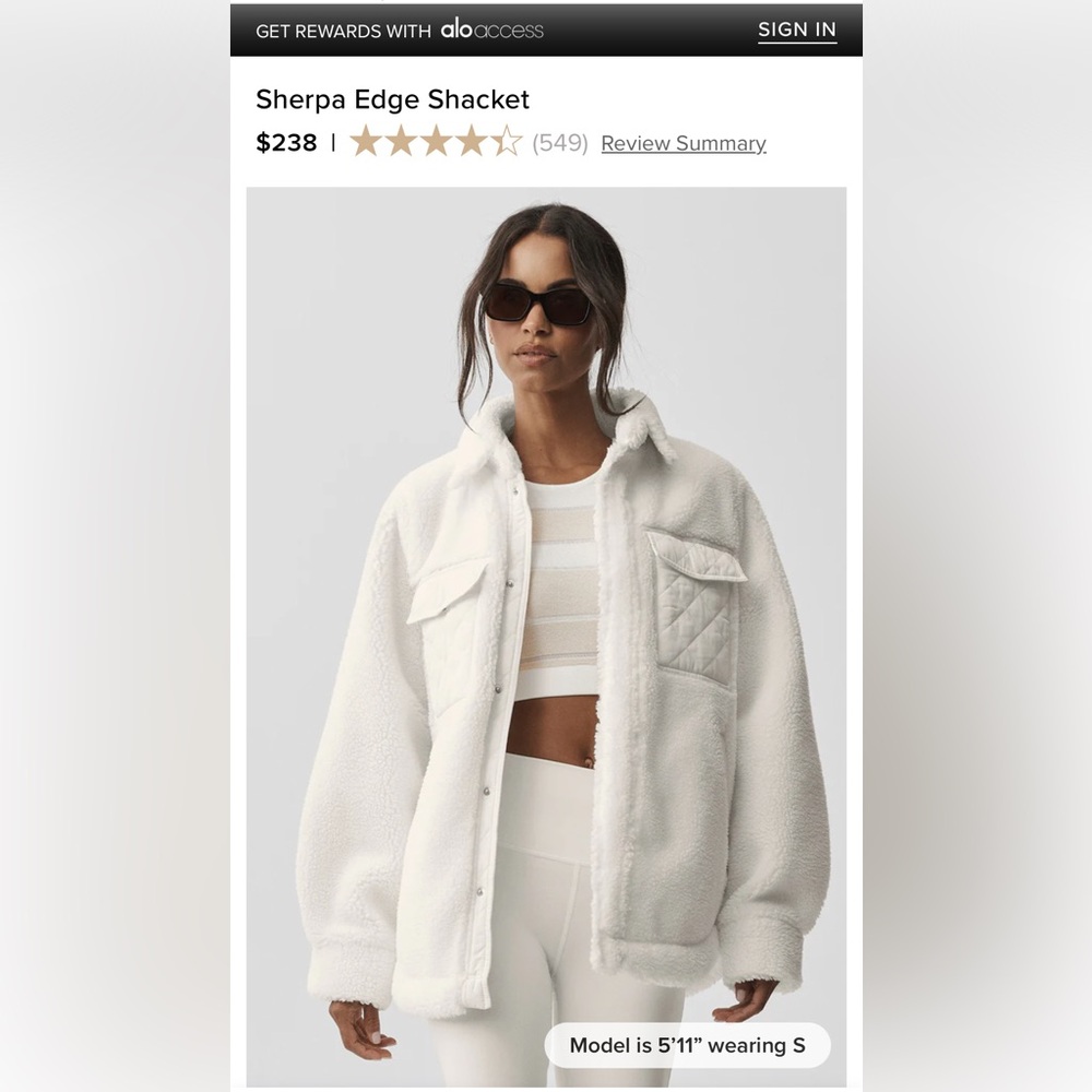 Women's Ivory Sherpa Shacket Sz. M